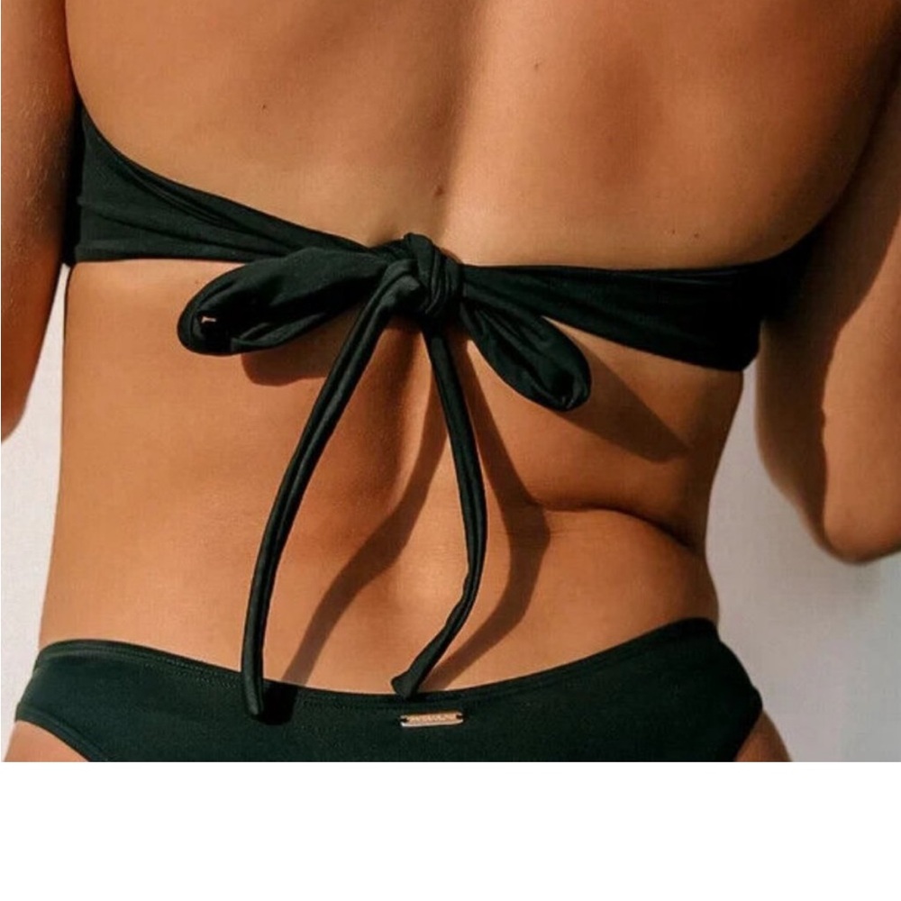 Kenny Flowers The Mykonos Bandeau Gold Ring Black Bikini Top Women's NWT